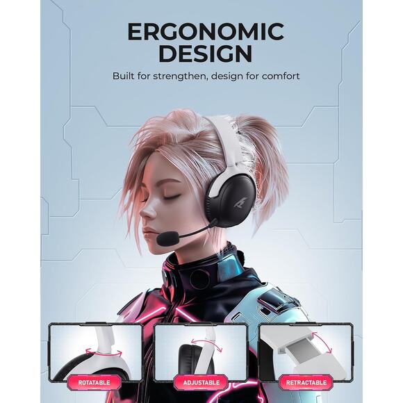 KOFIRE Wireless Gaming Headset Bluetooth 54 USB 3.5mm 53MM Stereo Mic - Picture 2 of 7